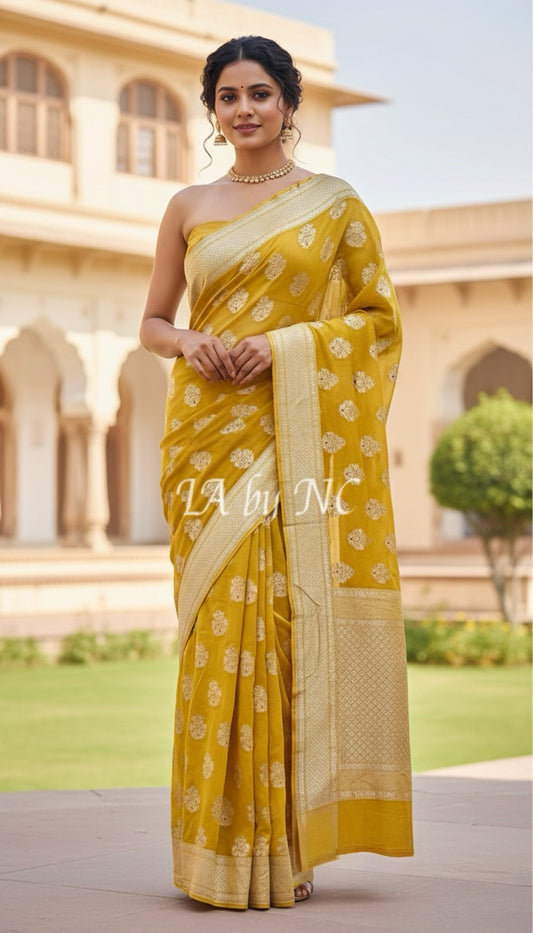 Trombone Banarasi Pure Khaddi Georgette Saree