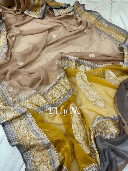 Tortilla Banarasi Pure Khaddi Georgette Kadwa Saree