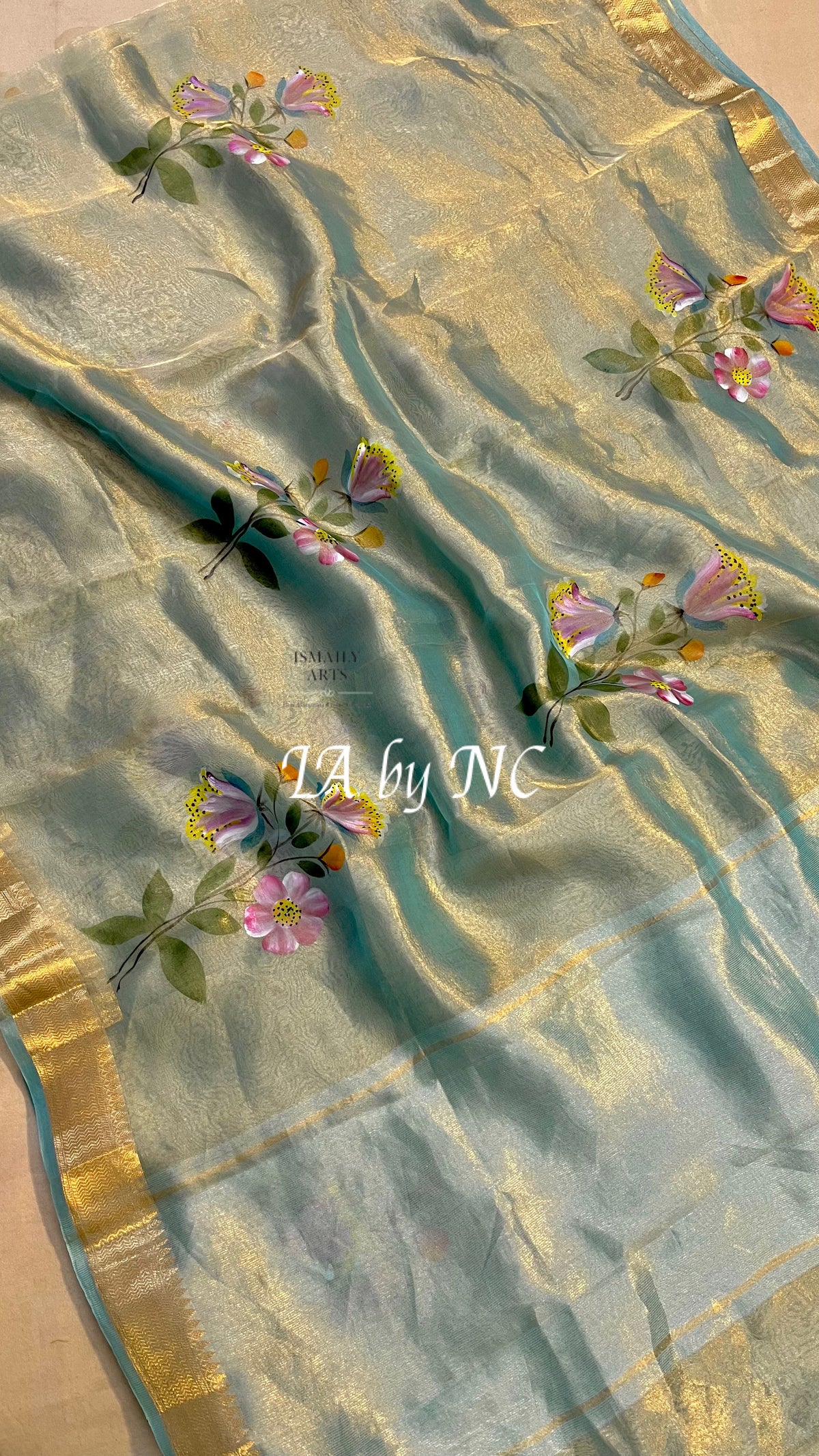 Turquoise Banarasi Pure Tissue Silk Saree