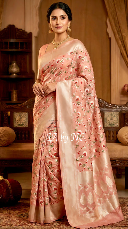Flamingo Banarasi Pure Munga Silk Saree