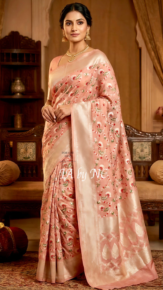 Flamingo Banarasi Pure Munga Silk Saree