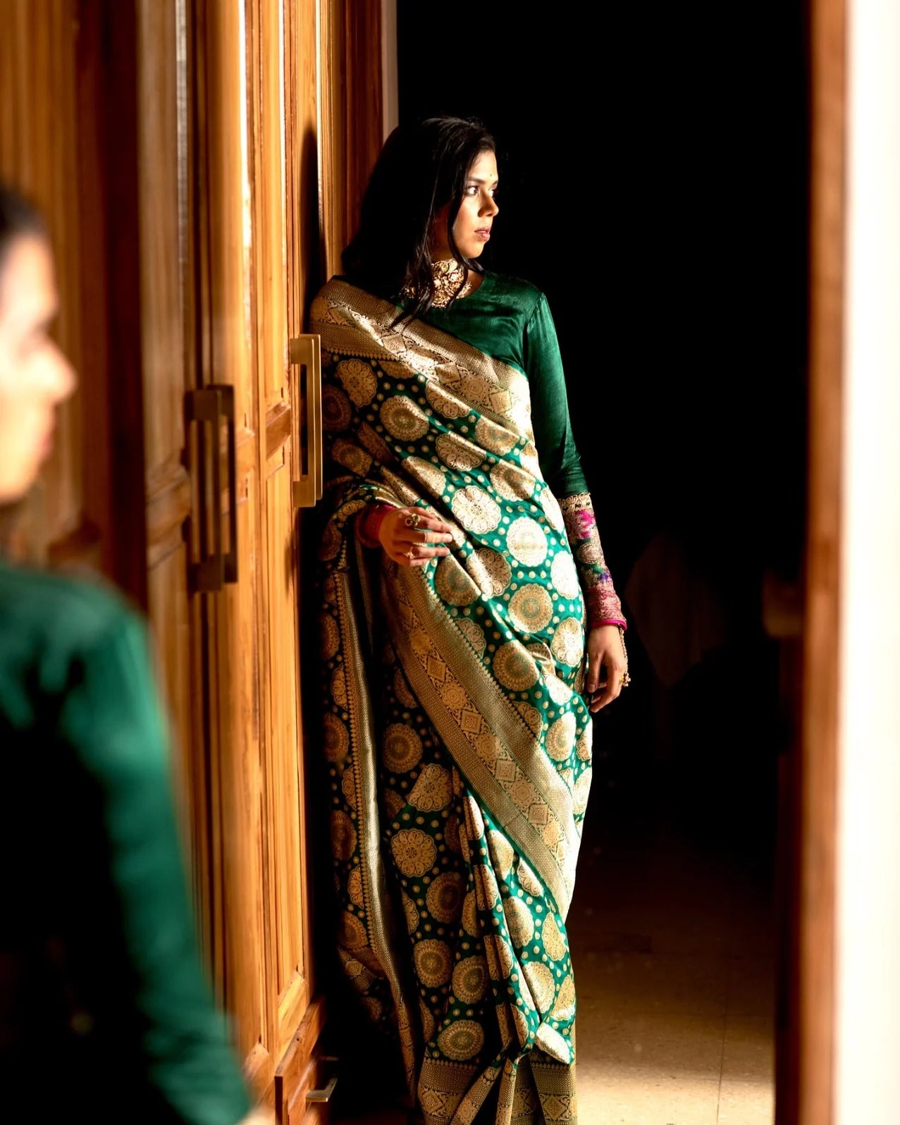 Deepika Padukone’s Green Banarasi Pure Katan Silk Saree