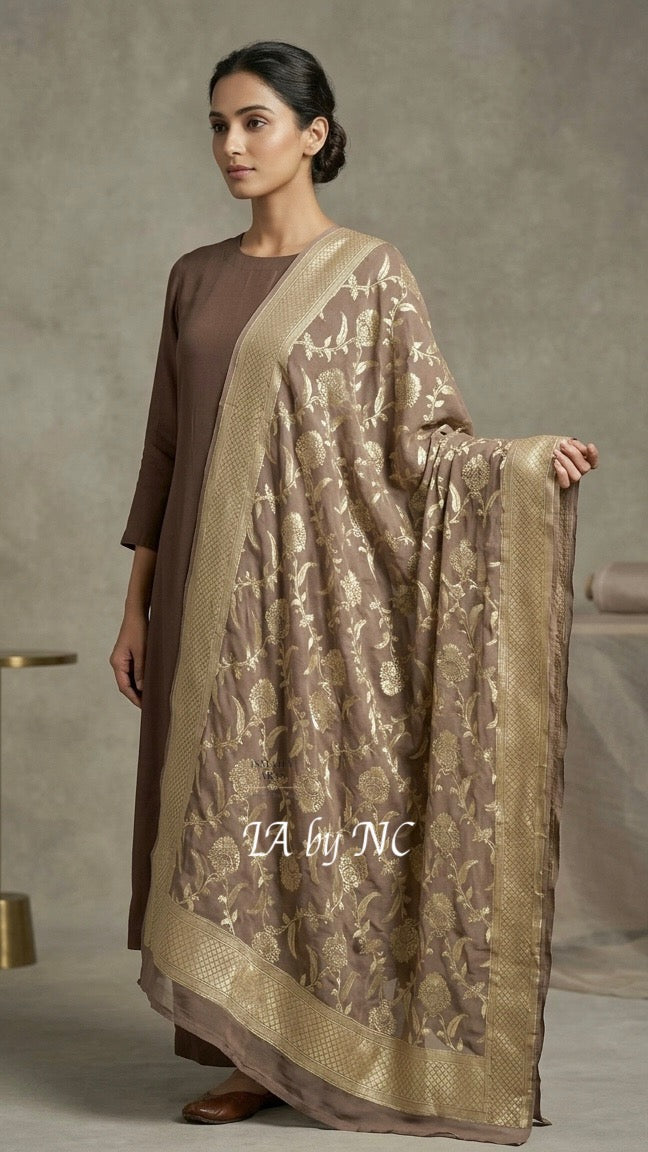 Cedar Banarasi Pure Khaddi Georgette Dupatta