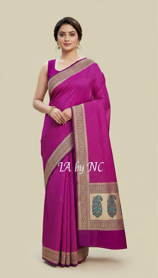 Mulberry Banarasi Pure Khaddi Georgette Saree