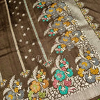 Mahogany Banarasi Pure Khaddi  Tussar Georgette Paithani Saree