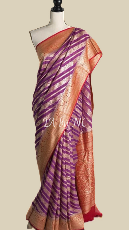 Amethyst Banarasi Pure Khaddi Georgette Saree