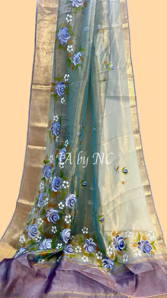 Teal Banarasi Pure Tissue Silk Saree