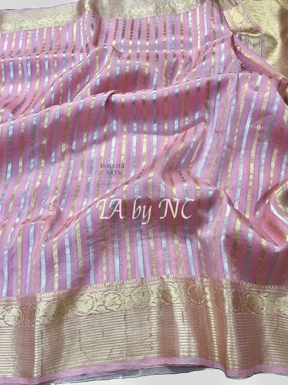 Baby Banarasi Pure Kora Organza Kadwa Saree