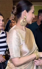 Malaika Arora Beige Banarasi Pure Tissue Silk Saree