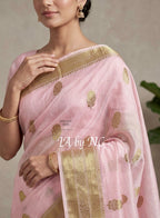 Baby Banarasi Pure Kora Organza Kadwa Saree