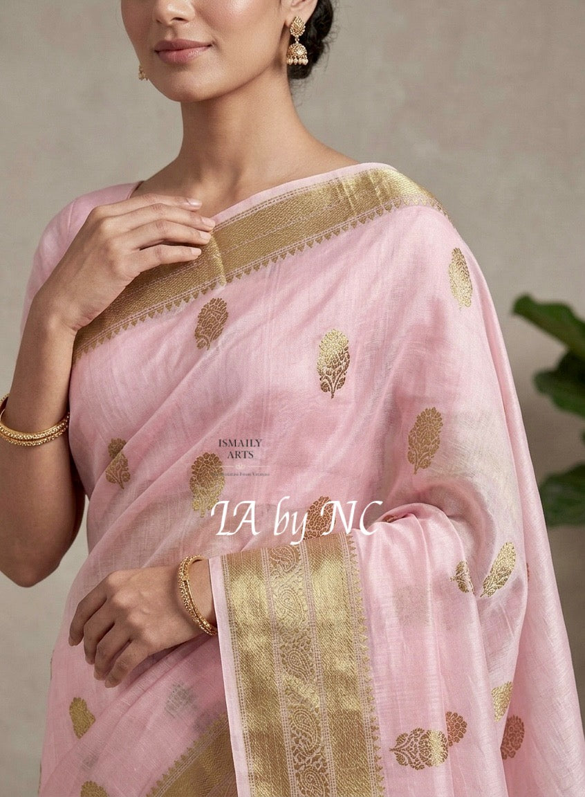 Baby Banarasi Pure Kora Organza Kadwa Saree