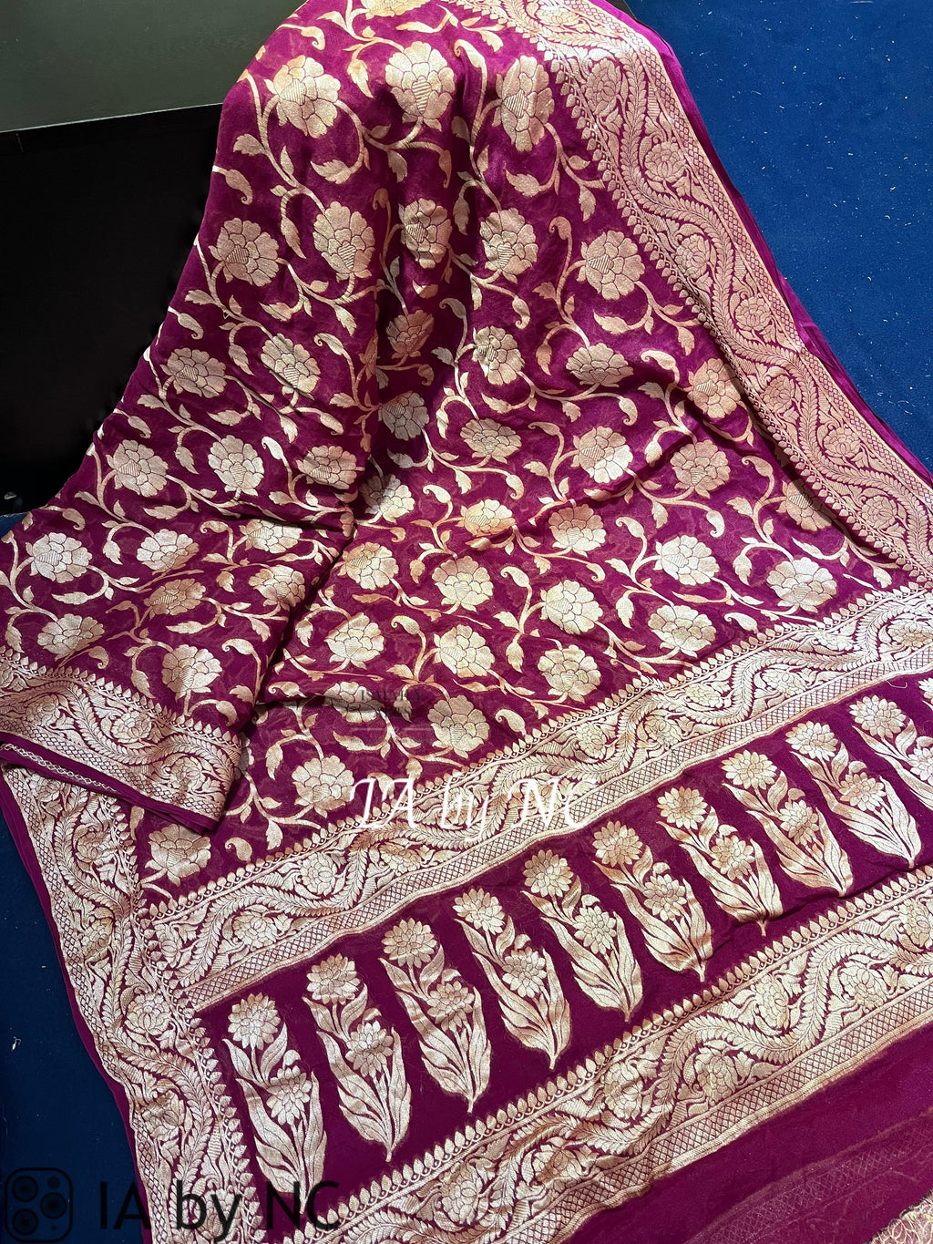 Byzantine Banarasi Pure Chiffon Georgette Saree