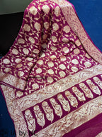 Byzantine Banarasi Pure Chiffon Georgette Saree