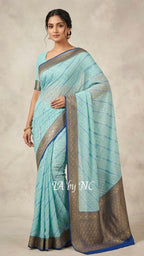 Prussian Banarasi Pure Khaddi Georgette Saree