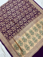 Plum Banarasi Pure Khaddi Georgette Saree