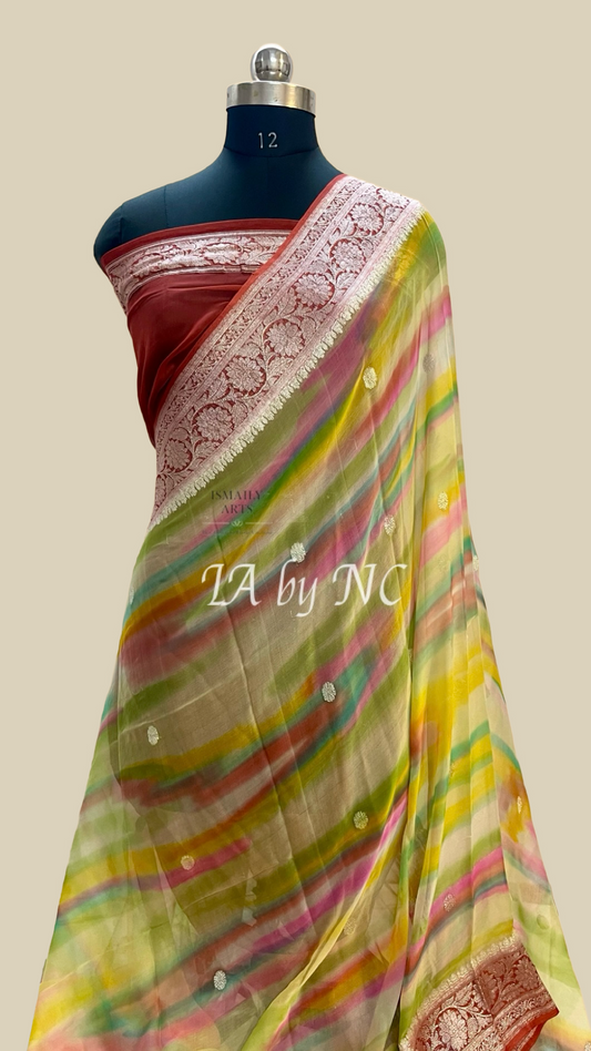 Maroon Banarasi Pure Khaddi Georgette Kadwa Saree