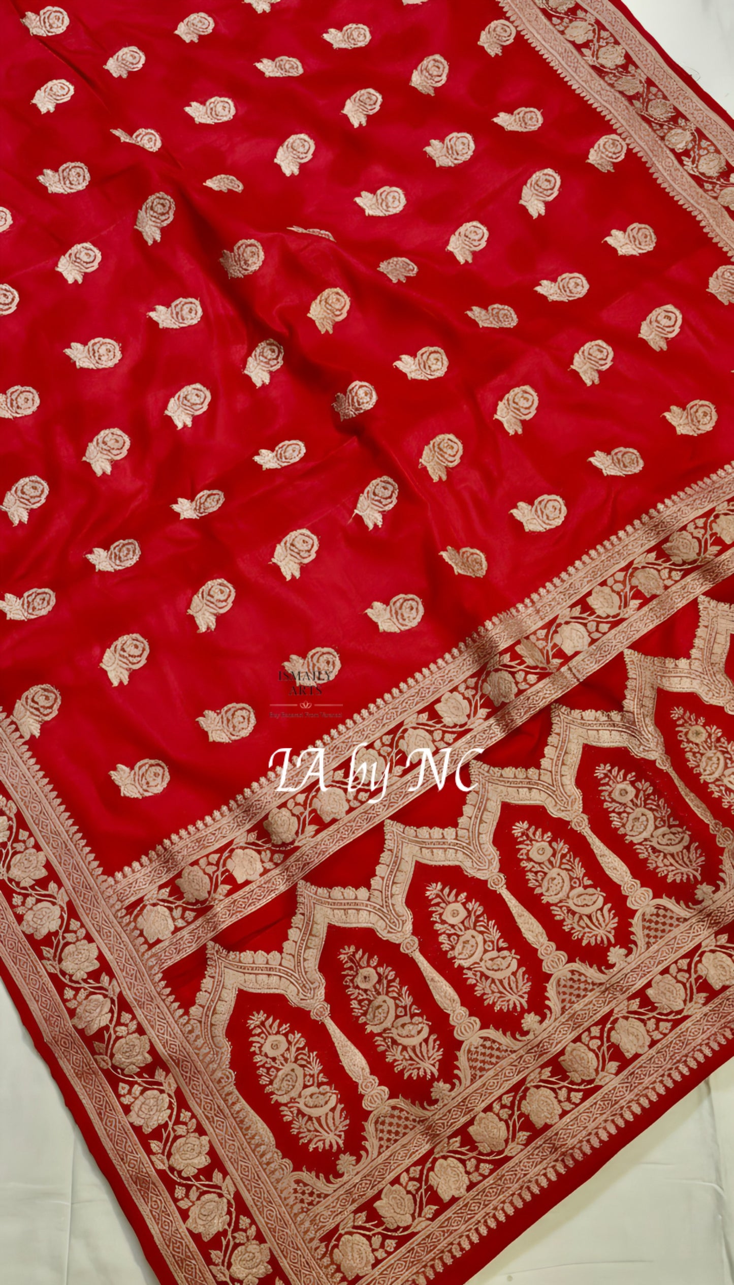 Crimson Banarasi Mashru Katan Silk Saree
