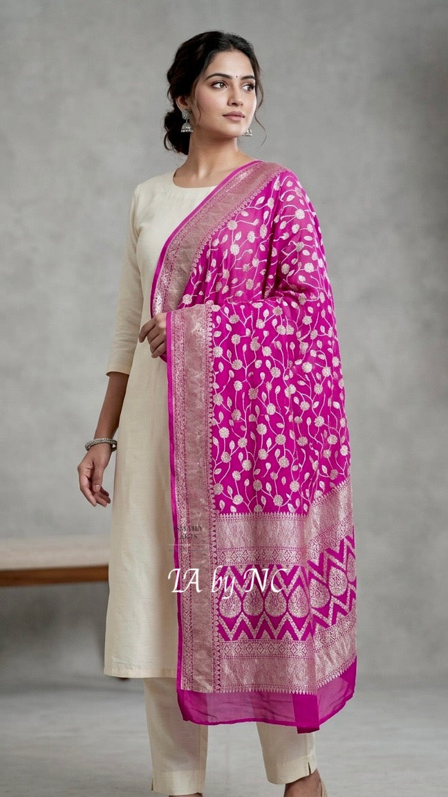 Rani Banarasi Pure Khaddi Georgette Dupatta