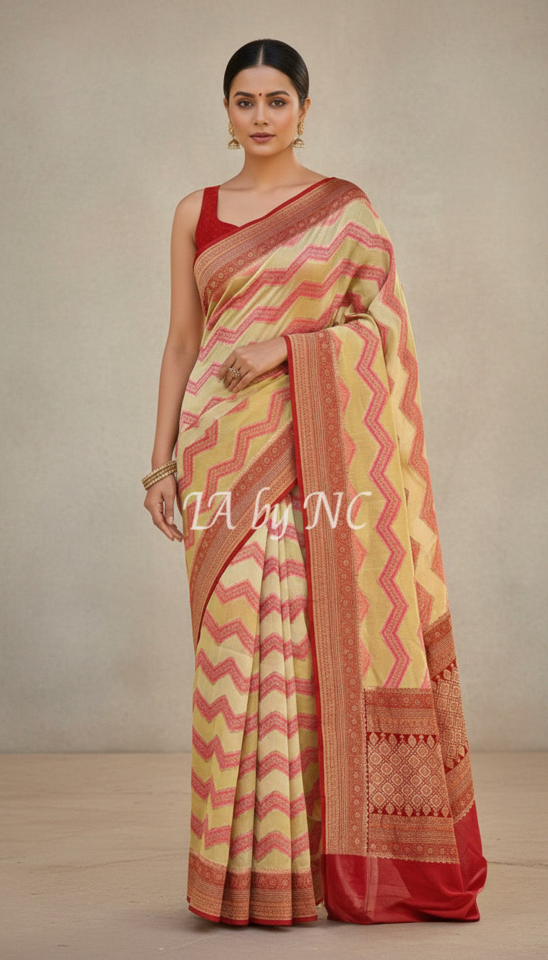 Crimson Banarasi Pure Khaddi Georgette Saree