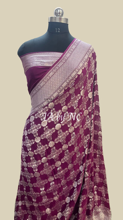Byzantine Banarasi Pure Khaddi Georgette Saree