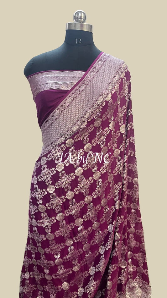 Byzantine Banarasi Pure Khaddi Georgette Saree