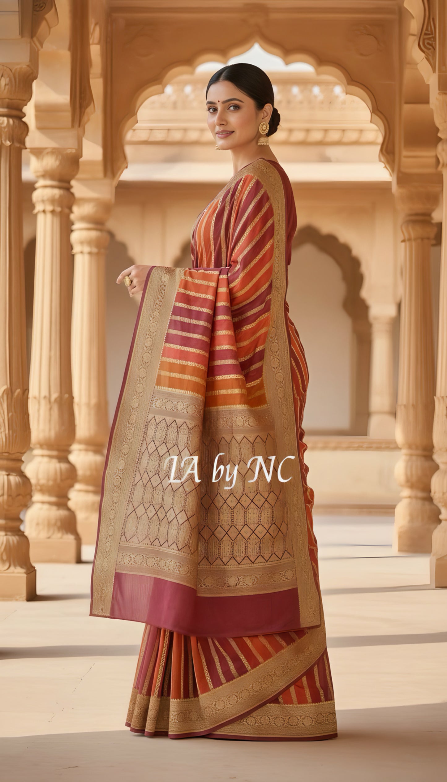 Wine Banarasi Pure Khaddi Georgette Saree