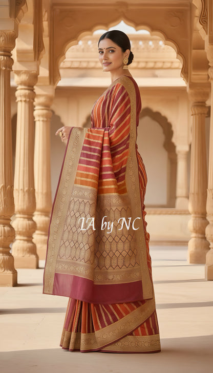 Wine Banarasi Pure Khaddi Georgette Saree