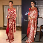 Deepika Padukone’s Red Banarasi Pure Katan Silk Saree
