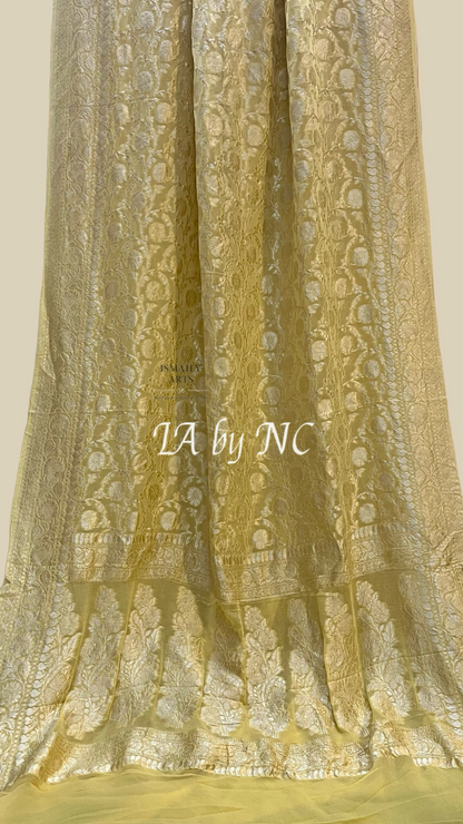 Flaxen Banarasi Pure Khaddi Georgette Saree