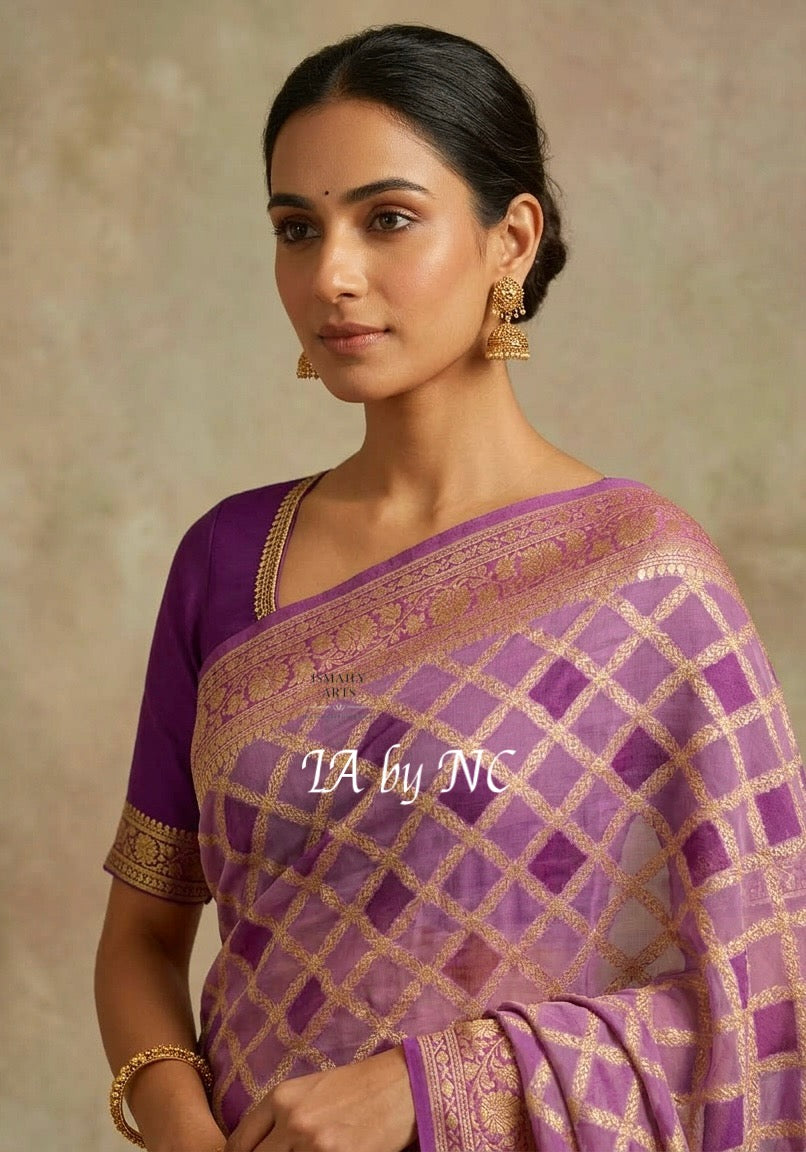 Mulberry Banarasi Pure Khaddi Georgette Saree