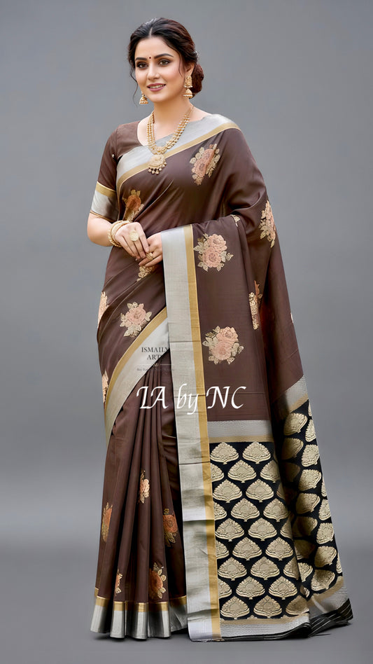 Walnut Banarasi Pure Munga Silk Saree