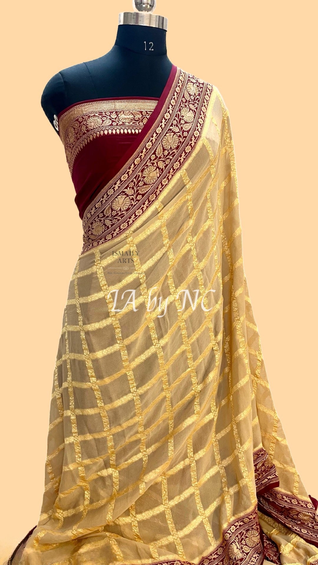 Eggnog Banarasi Pure Khaddi Georgette Saree