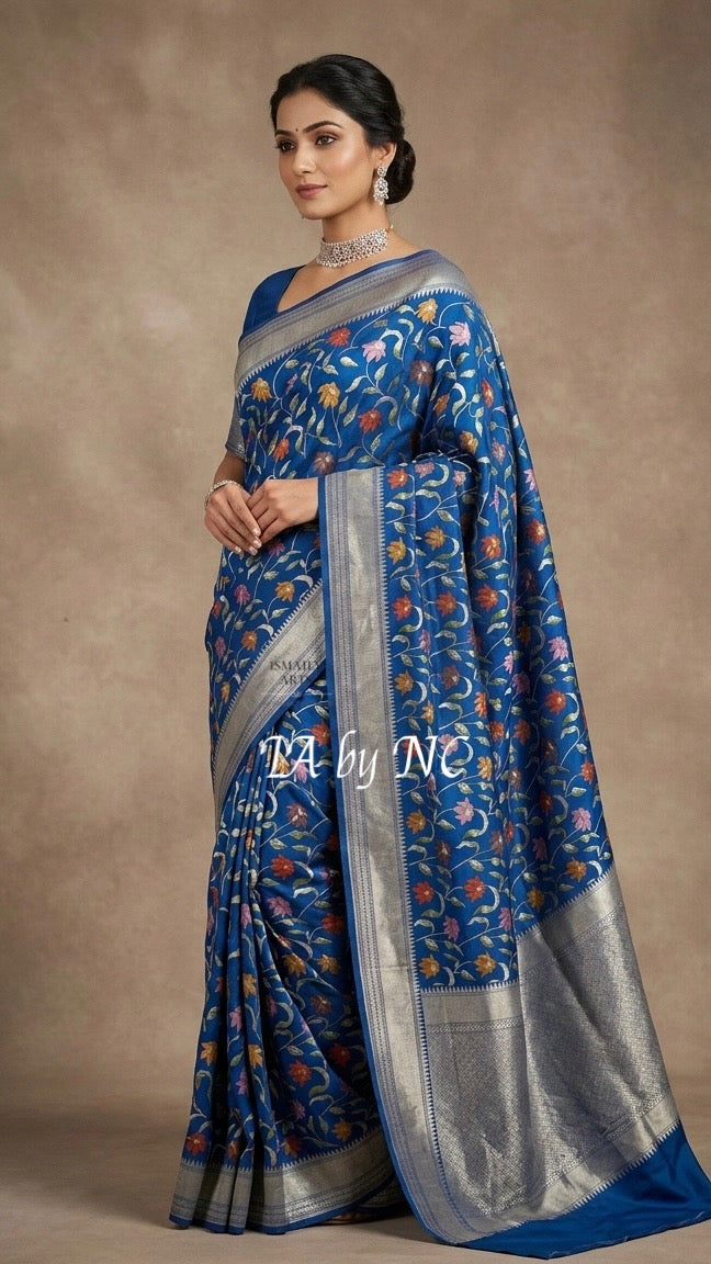 Prussian Banarasi Pure Munga Silk Saree