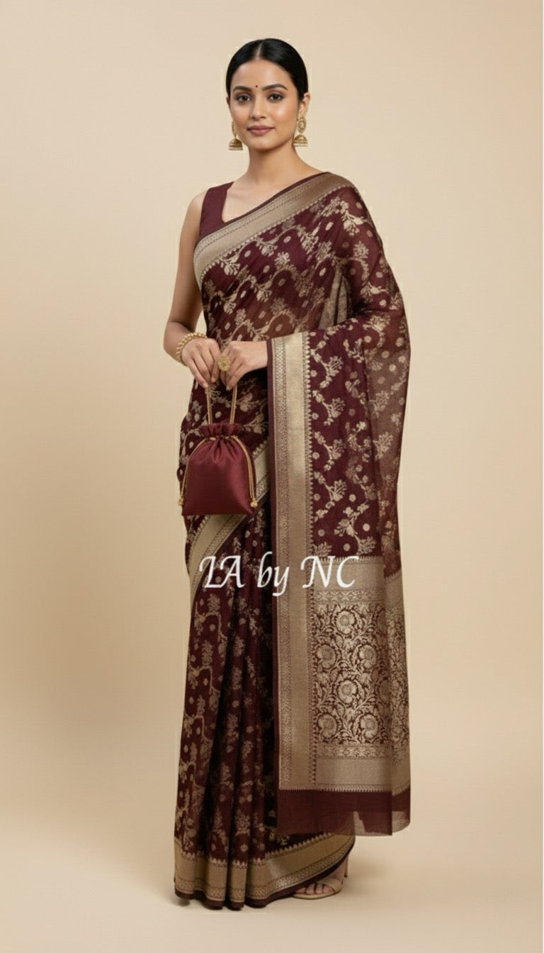 Hickory Banarasi Pure Khaddi Georgette Saree