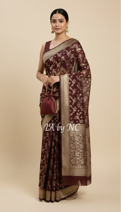 Hickory Banarasi Pure Khaddi Georgette Saree