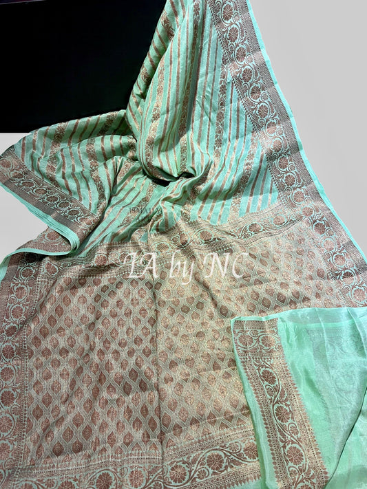 Turquoise Banarasi Pure Crepe Georgette Sarees