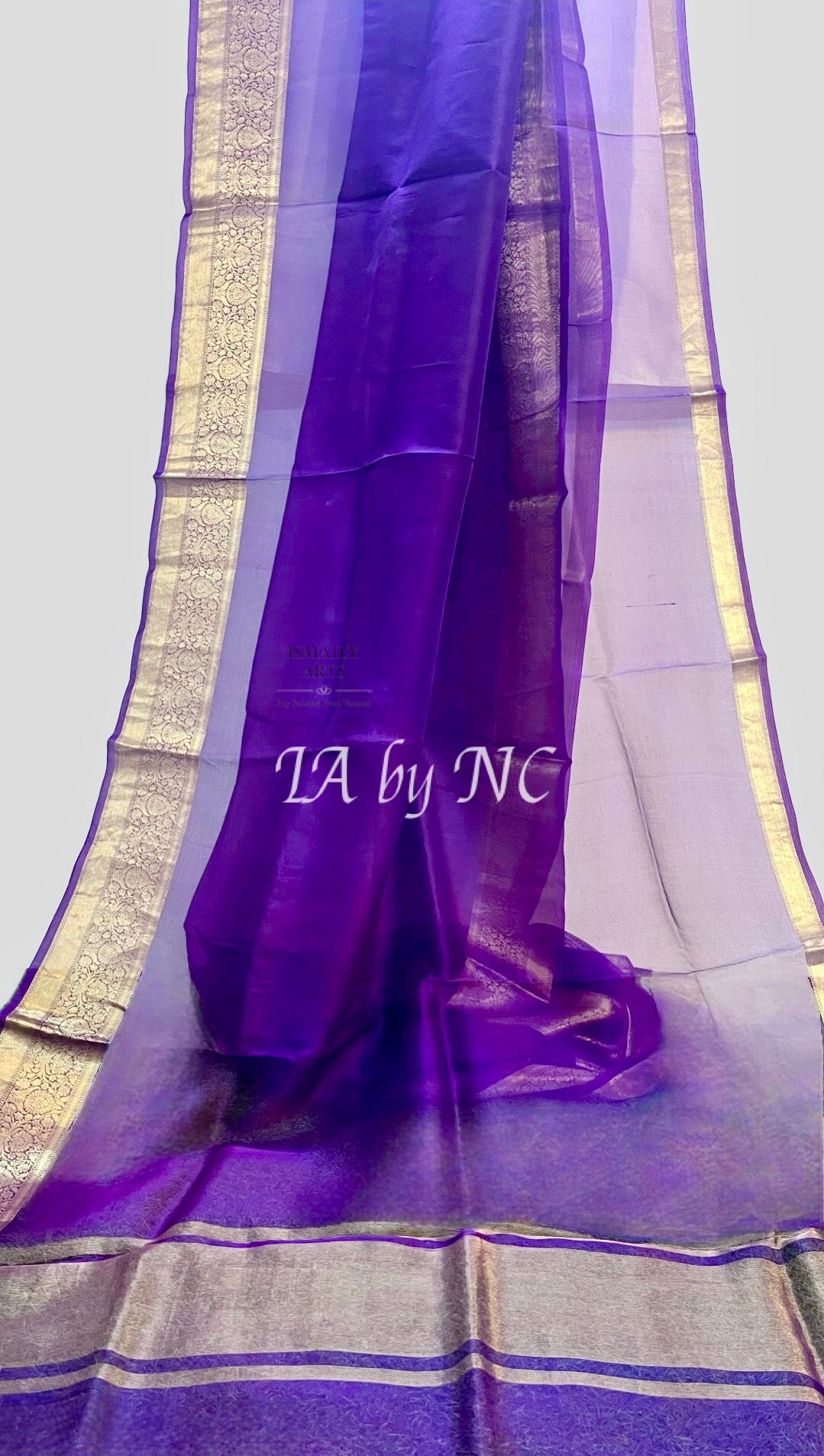 Grape Banarasi Pure Kora Silk Saree