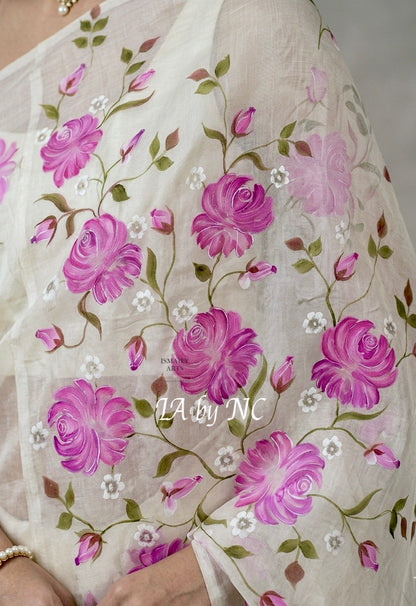 White Banarasi Pure Kora Organza Saree