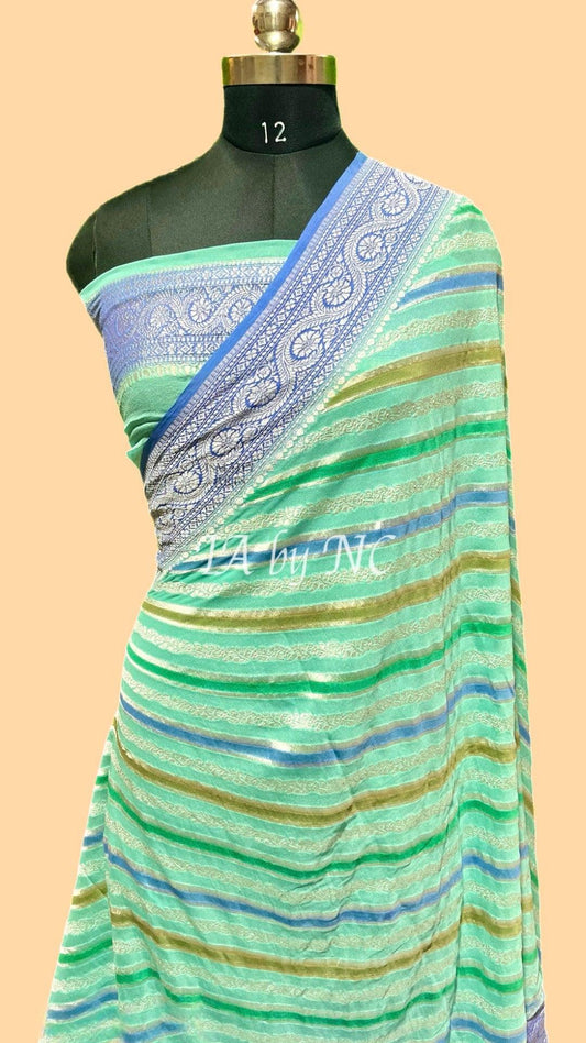 Turquoise Banarasi Pure Khaddi Georgette Saree