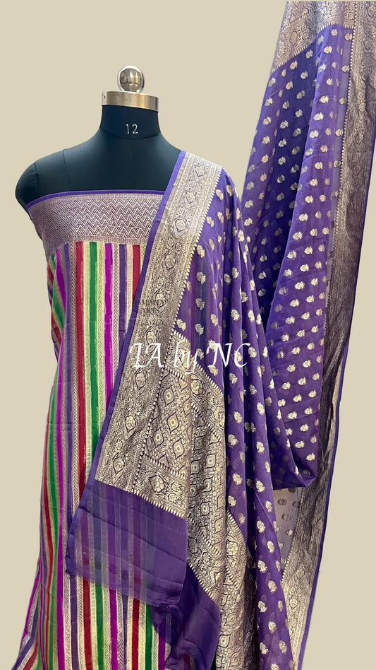 Grape Banarasi Pure Khaddi Georgette Dress materials