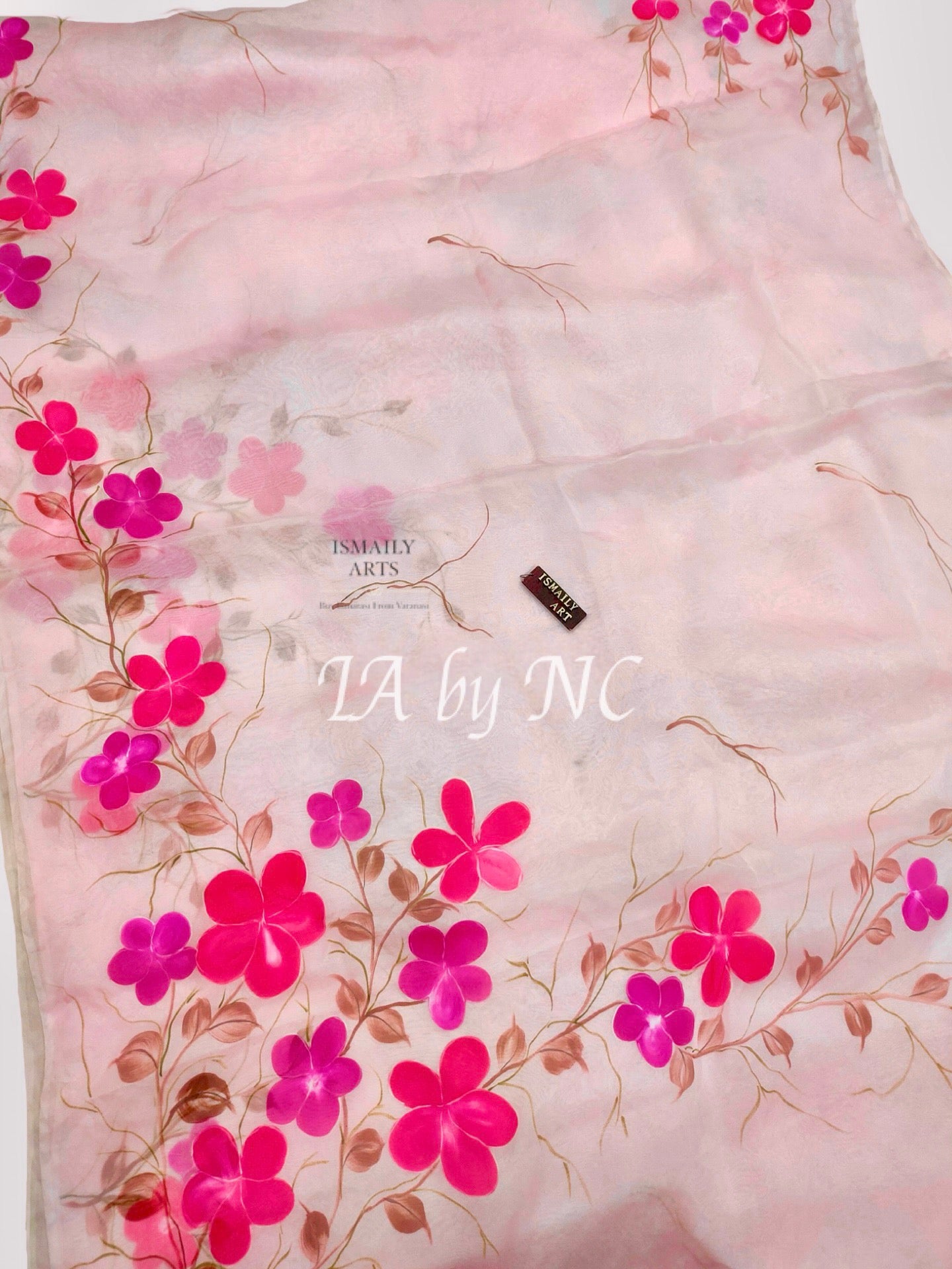 Baby Pink Banarasi Pure Kora Organza Saree