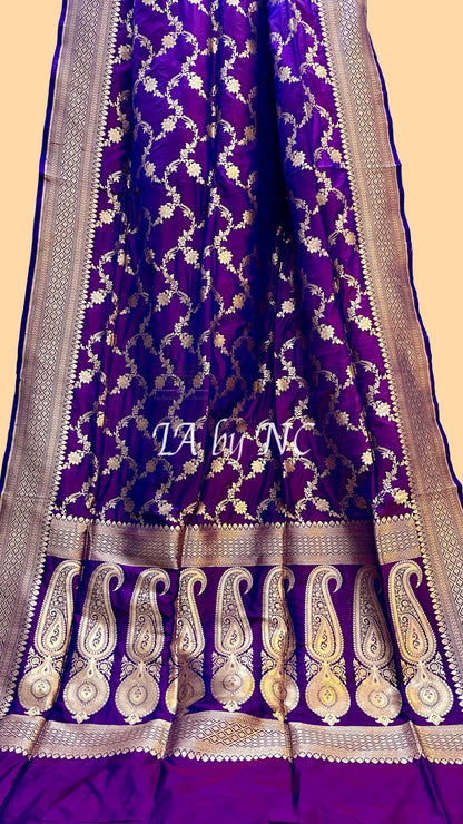 Grape Banarasi Pure Katan Silk Pattu Saree