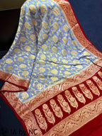 Steel Banarasi Pure Chiffon Georgette Saree
