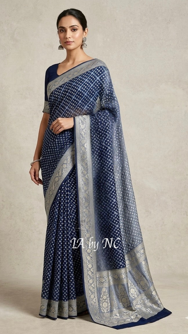 Prussian Banarasi Pure Khaddi Georgette Saree