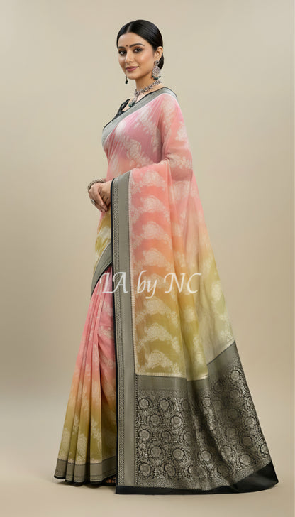 Black Banarasi Pure Khaddi Georgette Saree