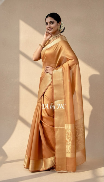 Carmine Banarasi Pure Tissue Silk Saree