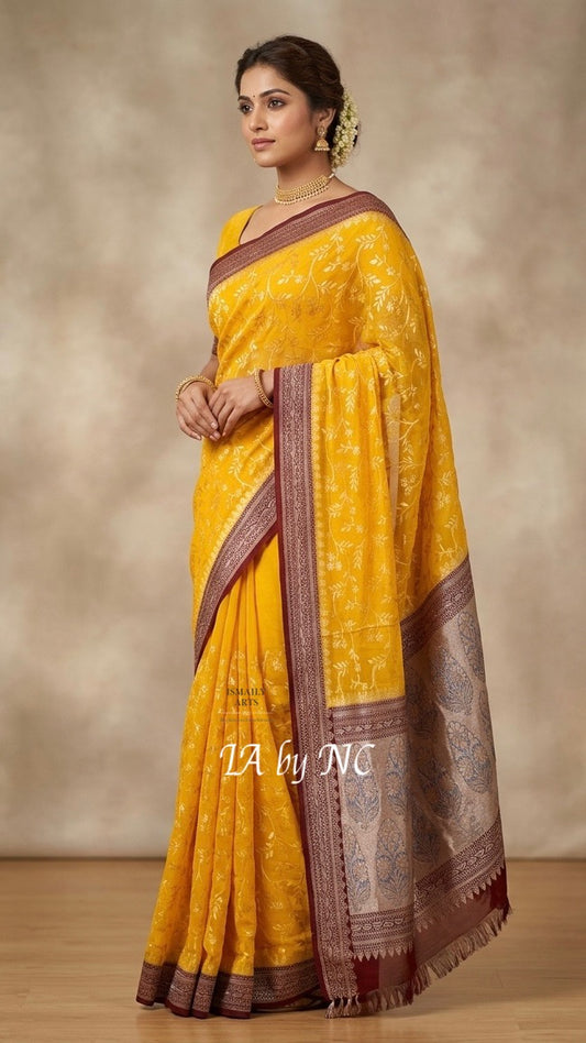 Amber Banarasi Pure Khaddi Georgette Saree