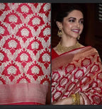 Deepika Padukone’s Red Banarasi Pure Katan Silk Saree