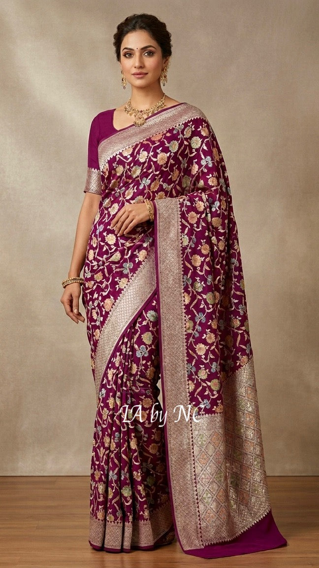 Byzantine Banarasi Pure Khaddi Georgette Saree