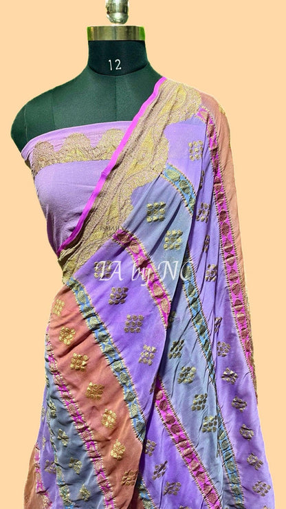 Amethyst Banarasi Pure Khaddi Georgette Saree